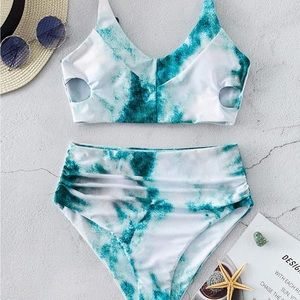 Blue tie dye woman’s swim suit!